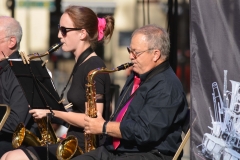 The tenor sax section of the joint bands