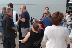 An informal reception after the concert, where members of both bands could share stories